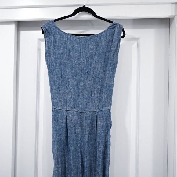 OZMA Small Hemp Heather Blue Tie Back Matador Wrap Jumpsuit - Picture 4 of 12